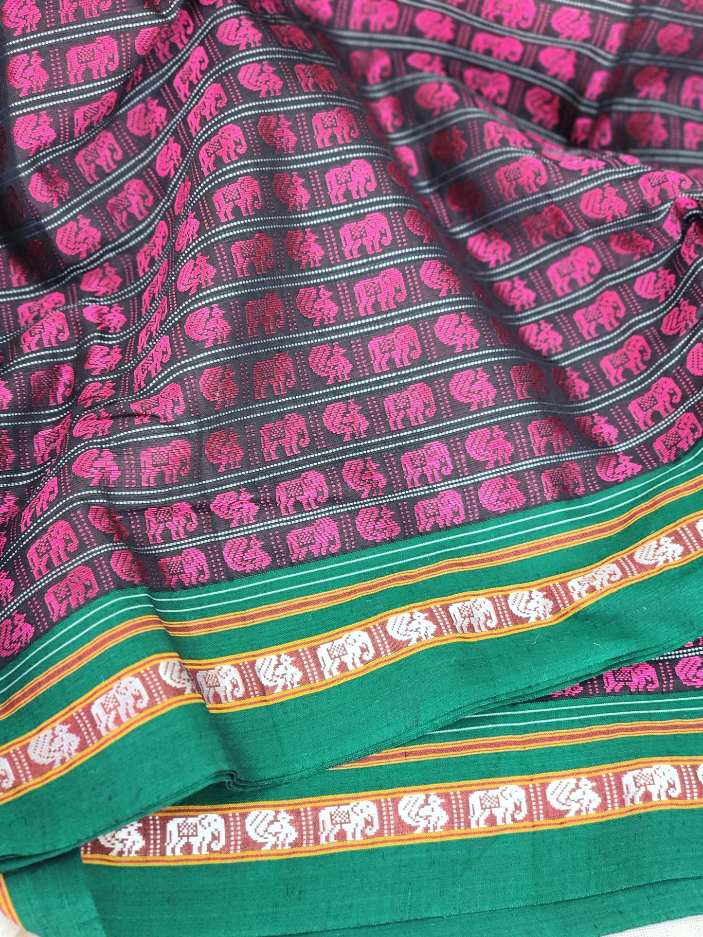 Pink khun cotton saree
