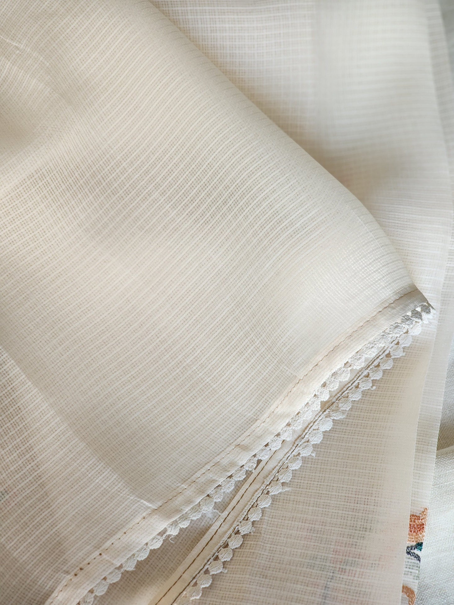 Cream Kota Silk Saree