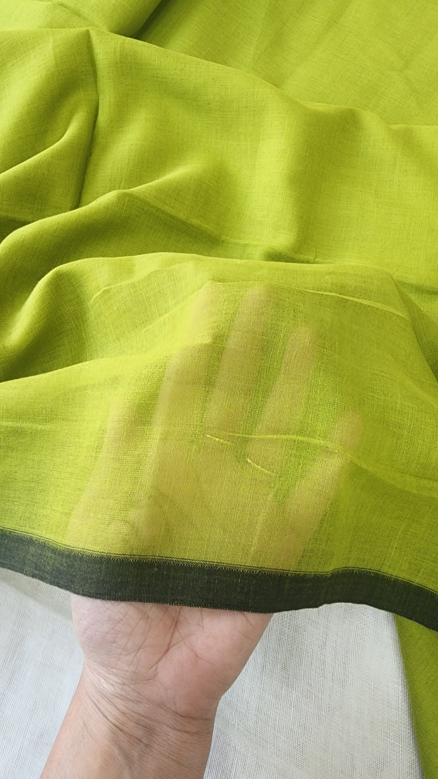 Green mulmul cotton saree
