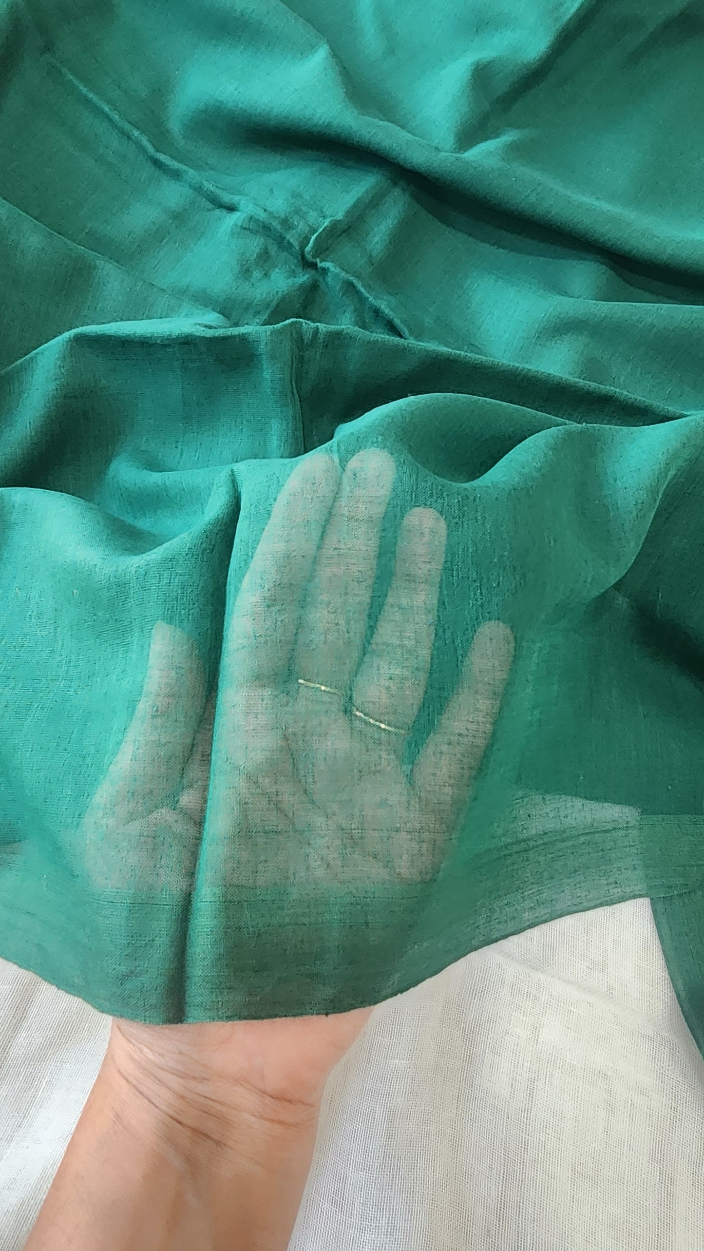 Green mulmul cotton saree
