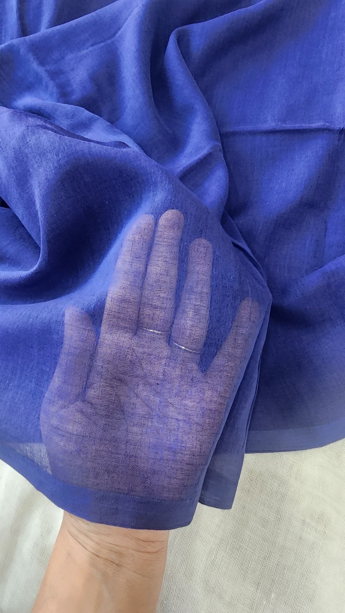 Blue mulmul cotton saree