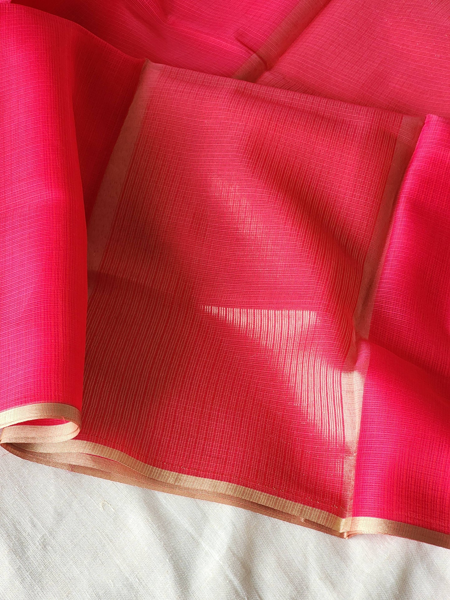 Reddish pink kota cotton saree