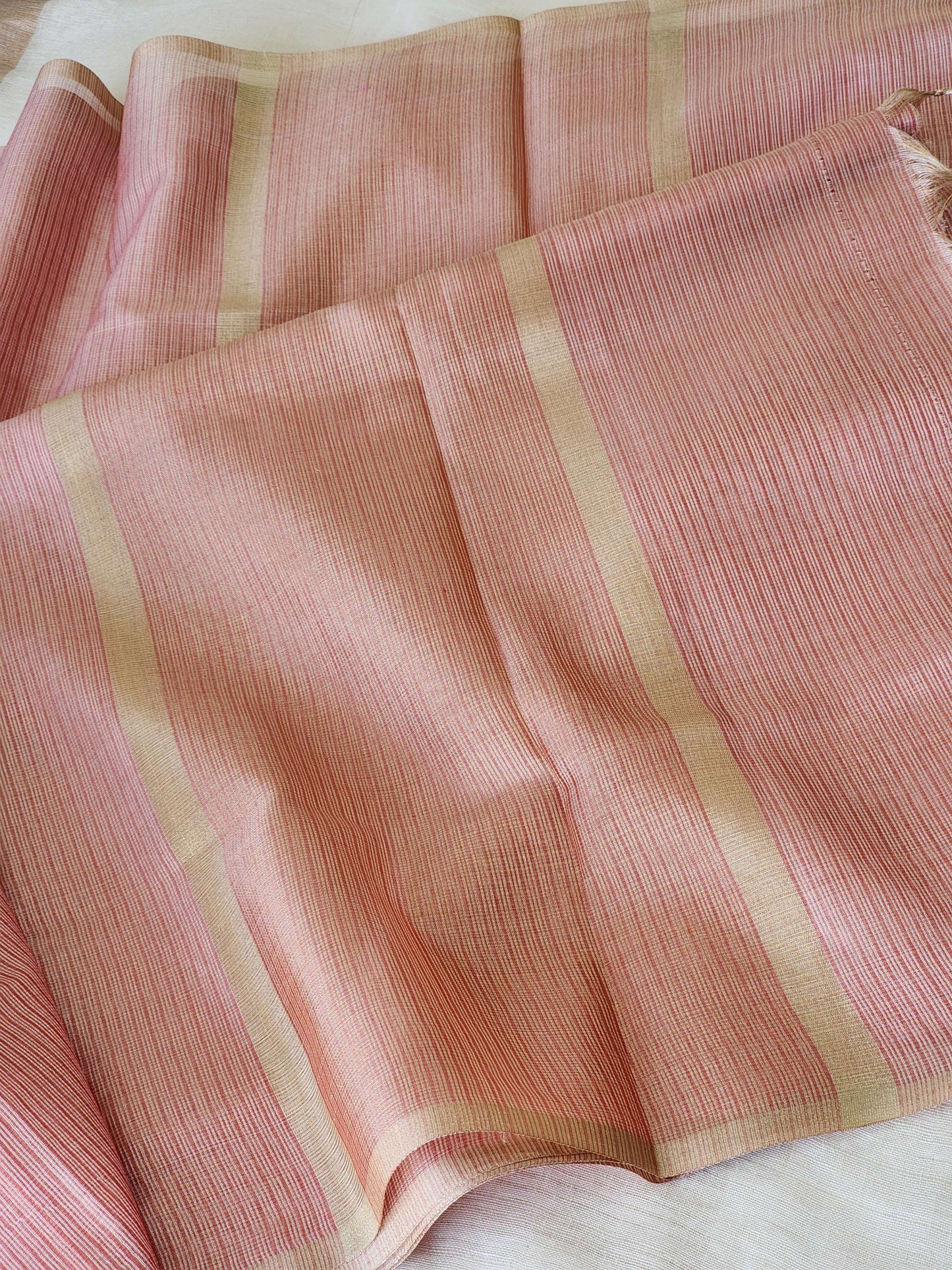 Rose gold kota cotton saree