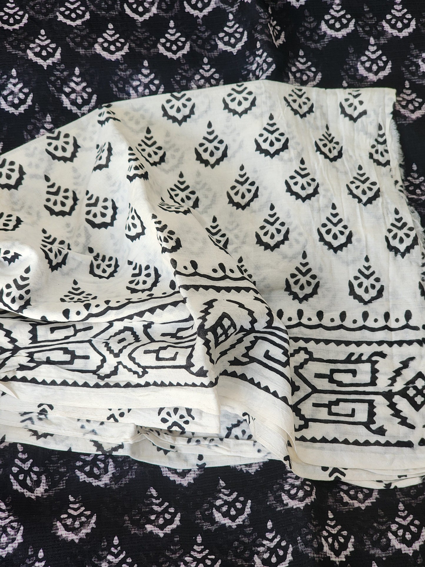 Black handblock kota saree