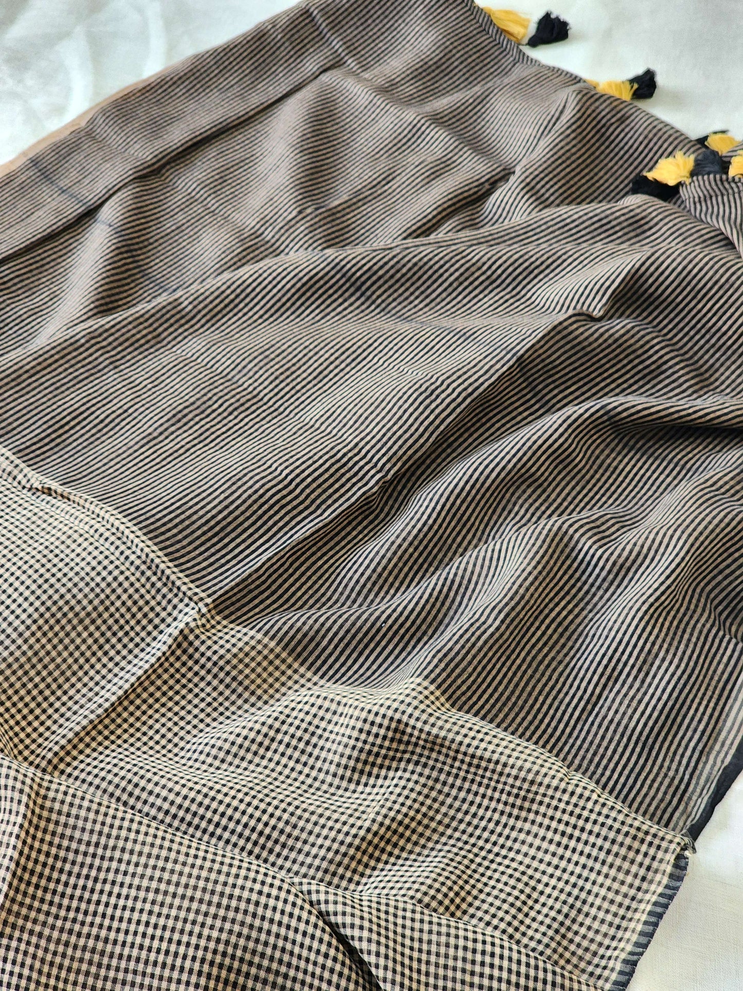 Black & Brown Cotton Handloom Saree