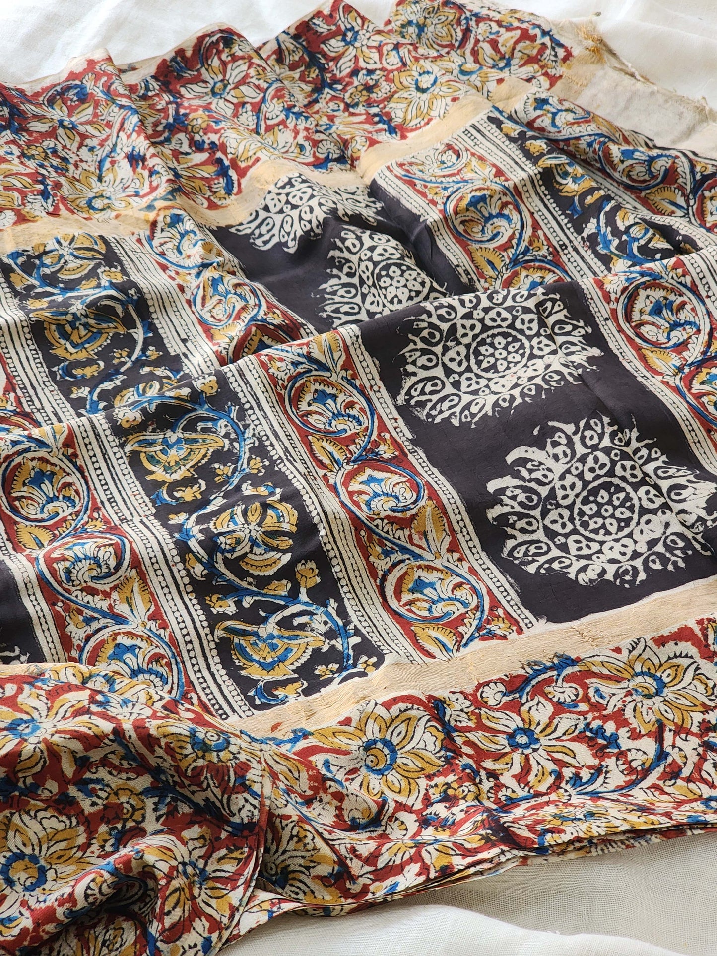 Black Kalamkari Silk Saree