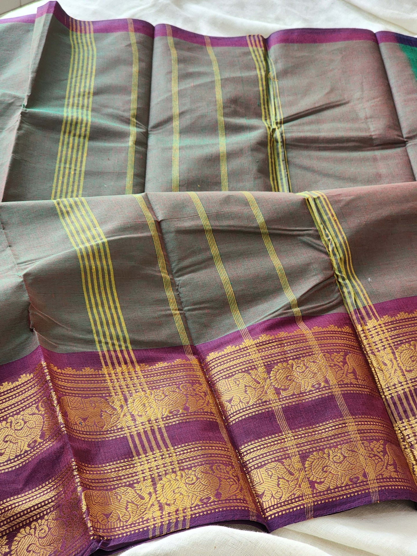Green chettinad cotton saree