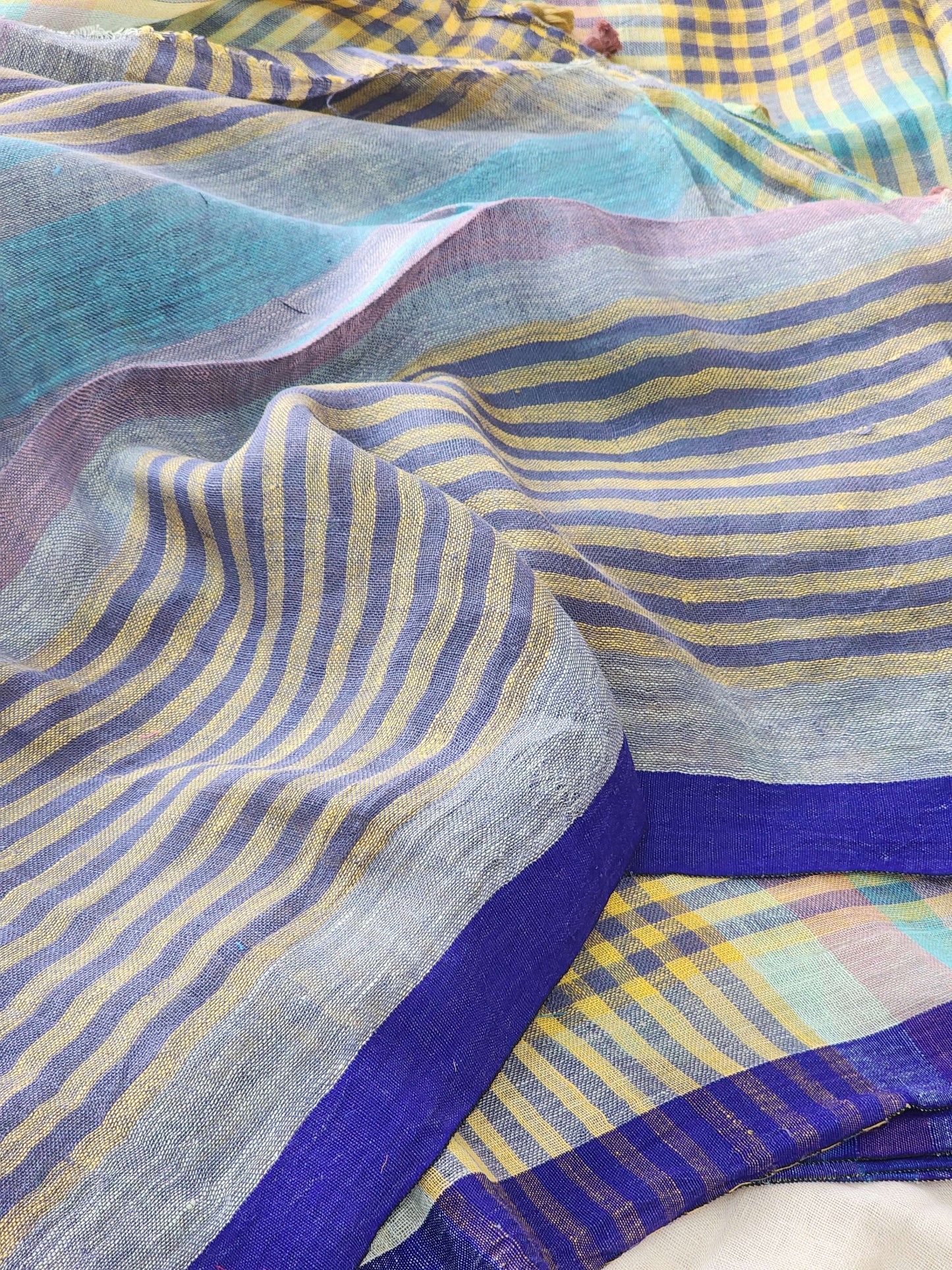 Blue Linen Saree