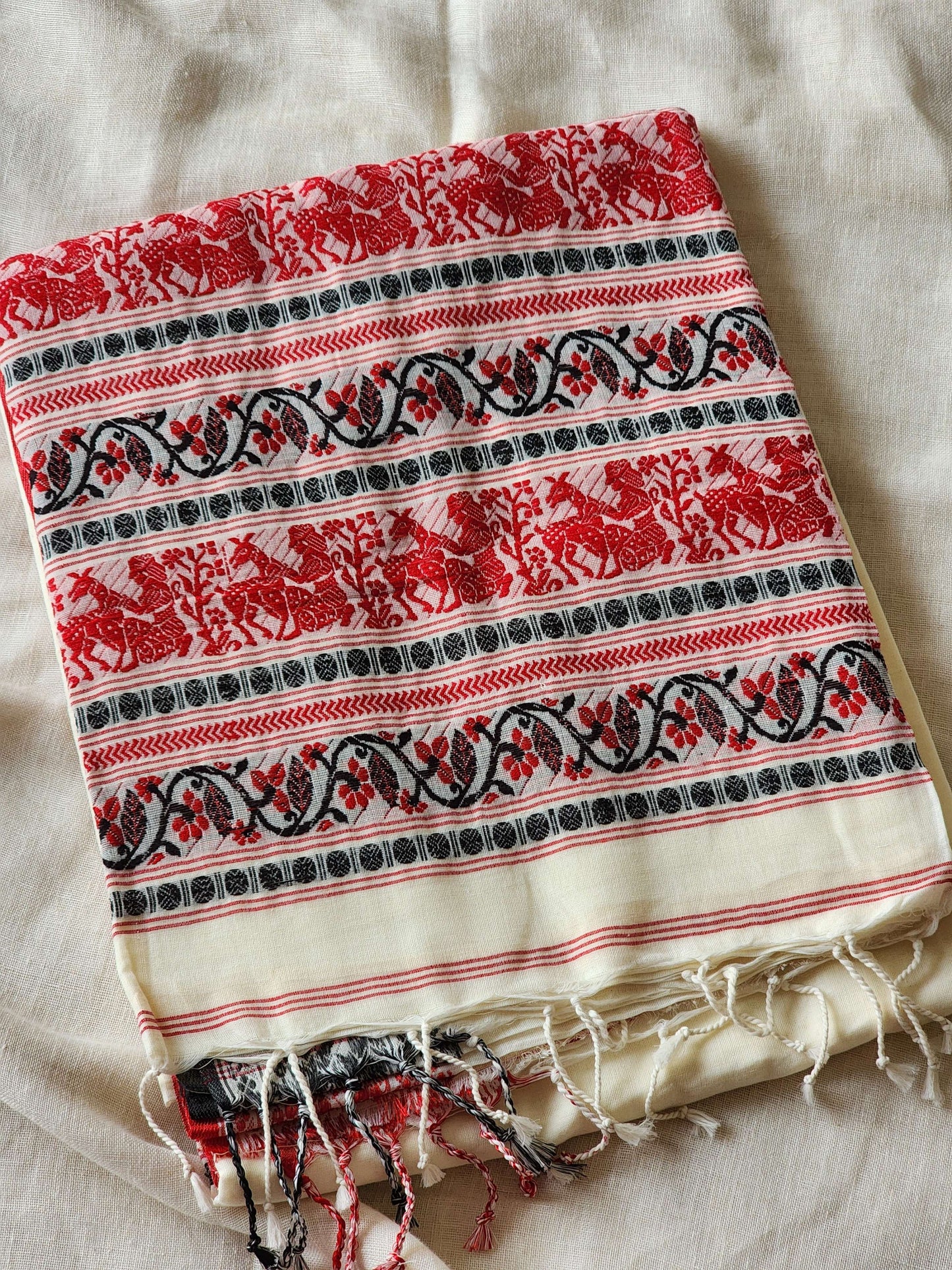 White Baluchari Cotton Saree