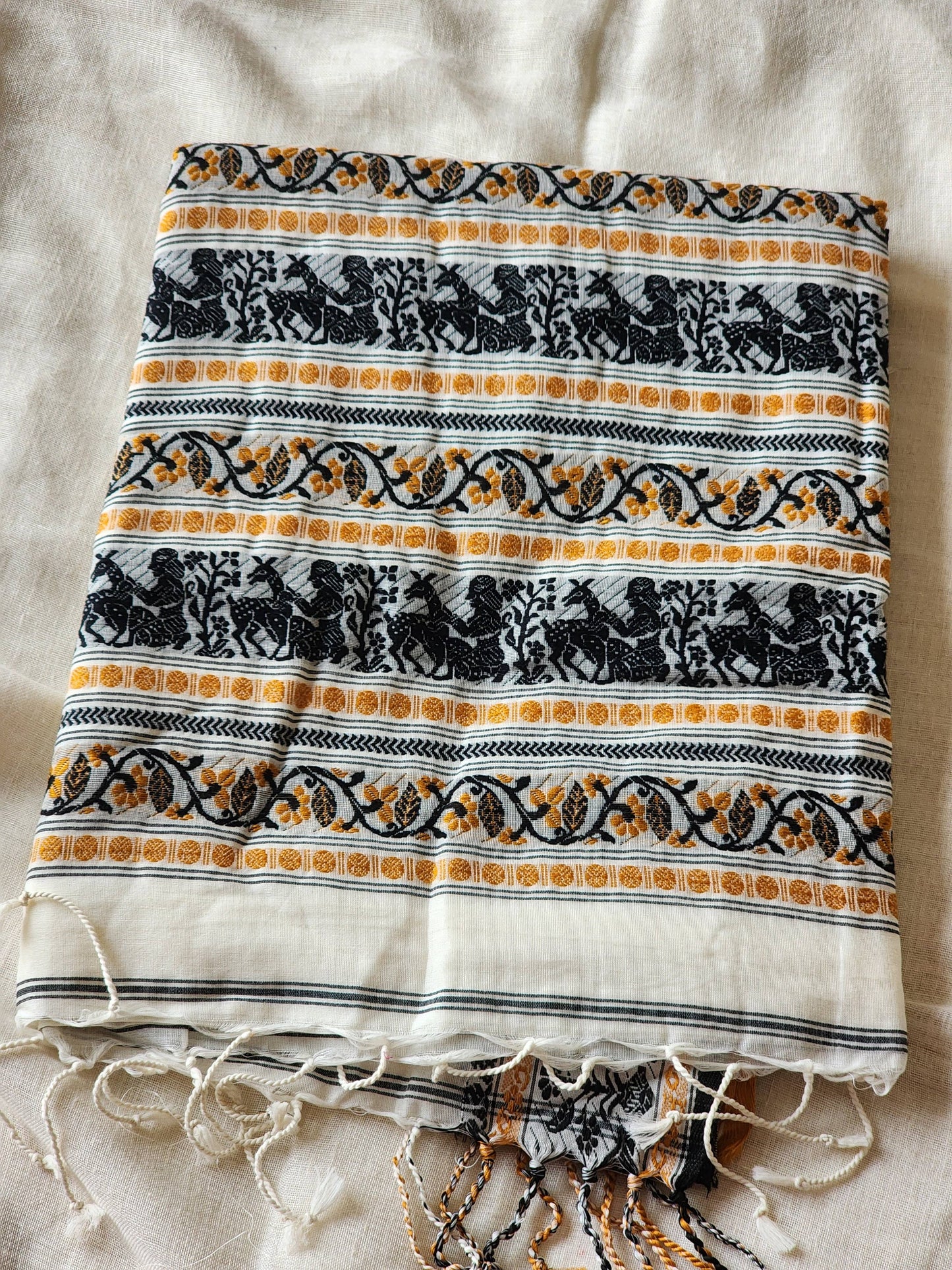White Baluchari Cotton Saree