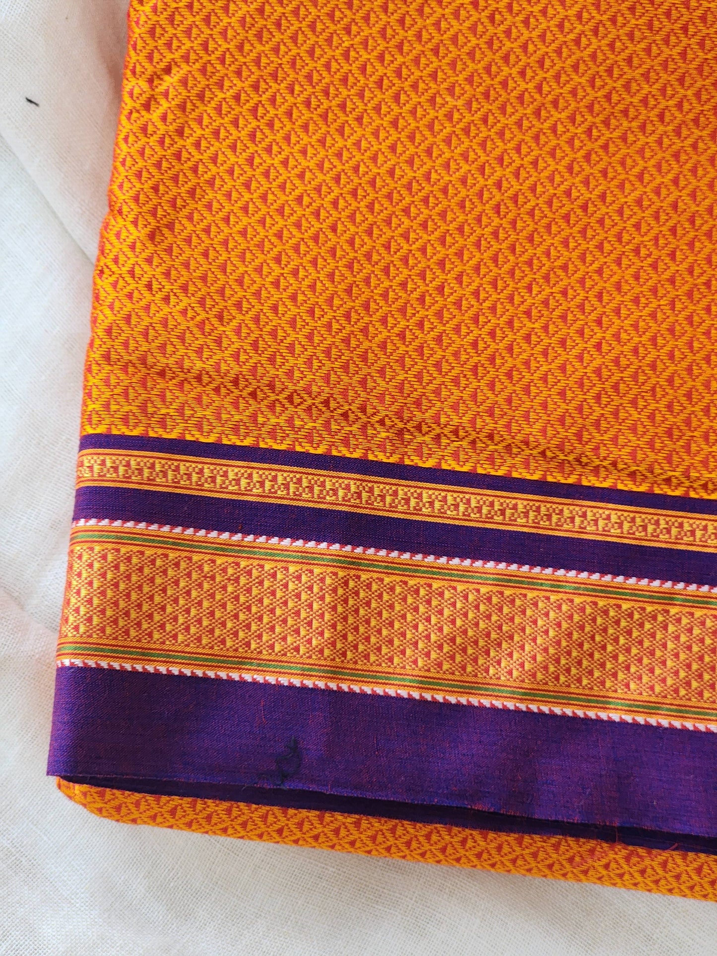 Orange Khun Cotton Silk Saree