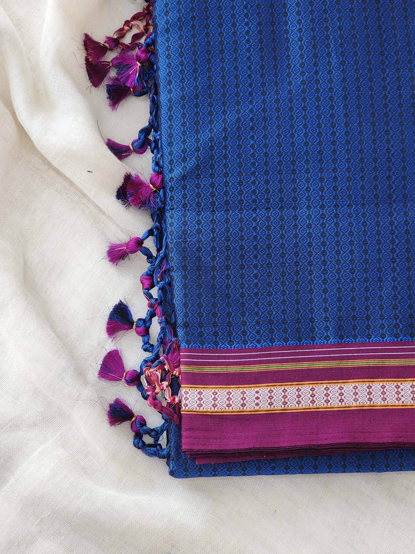 Blue Khun Cotton Silk Saree