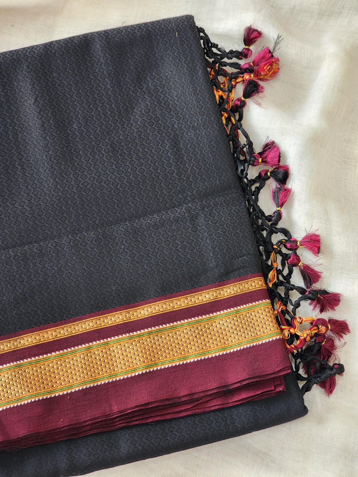 Black Khun Cotton Silk Saree