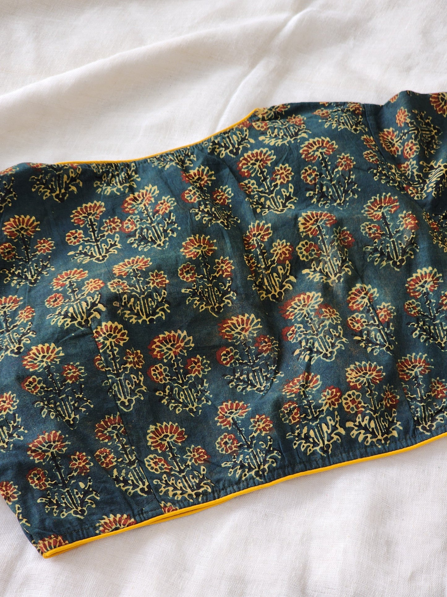 Green ajrakh cotton blouse