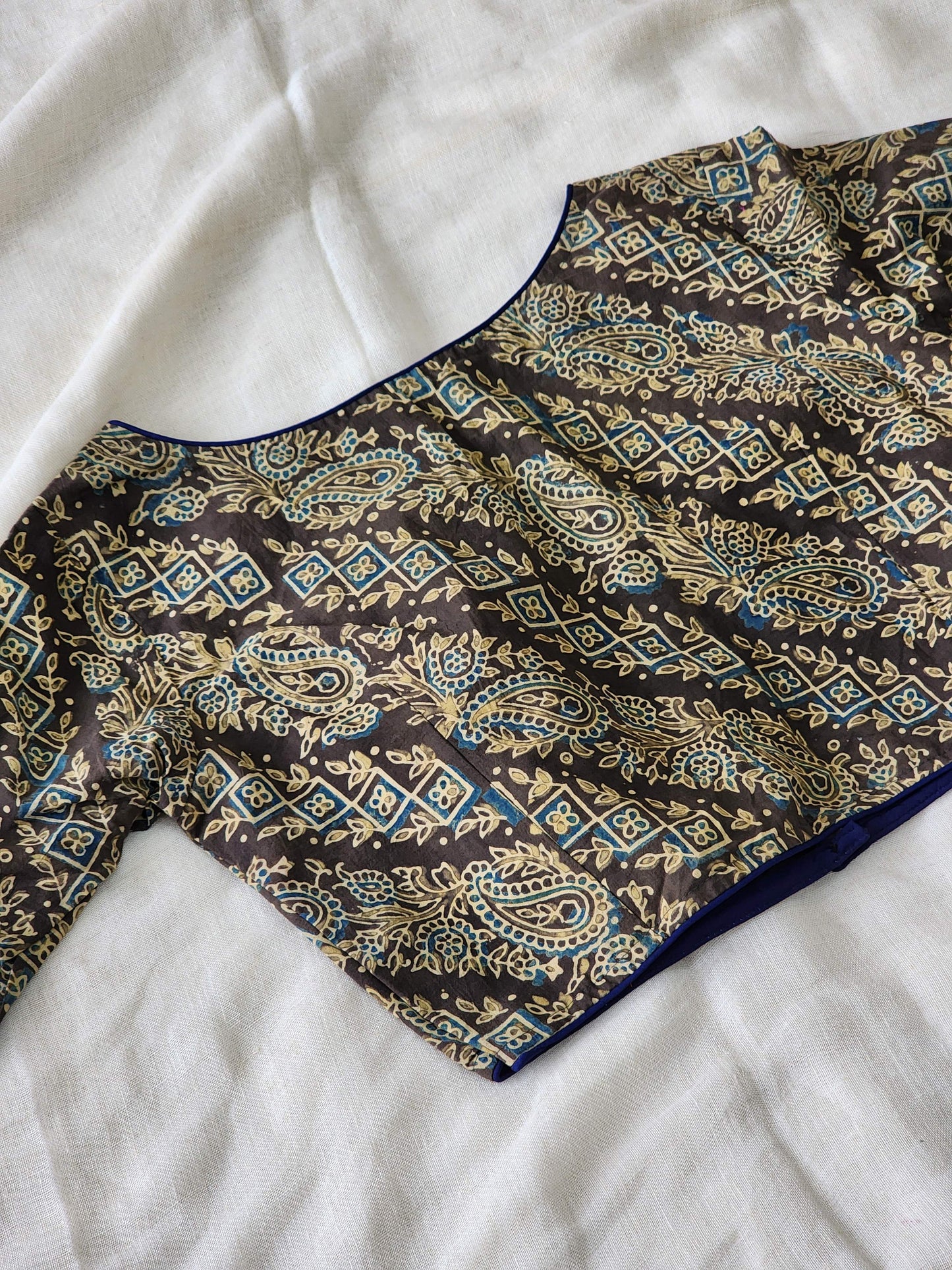 Grey ajrakh cotton blouse