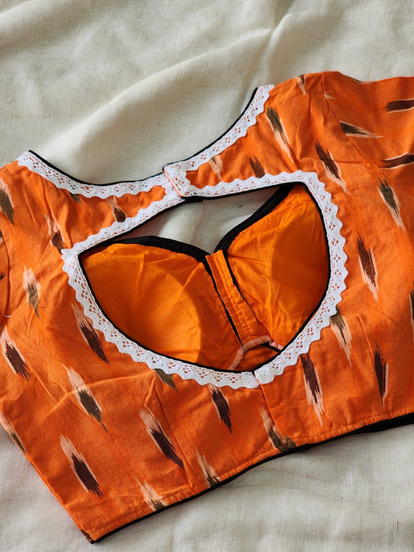 Orange ikkat cotton blouse