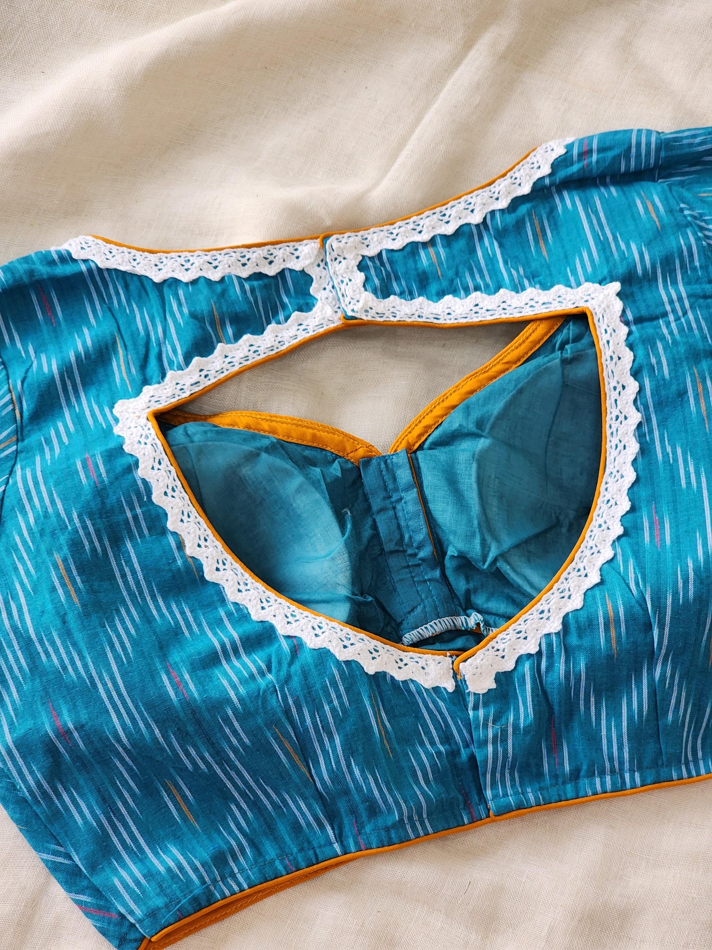 Blue ikkat cotton blouse