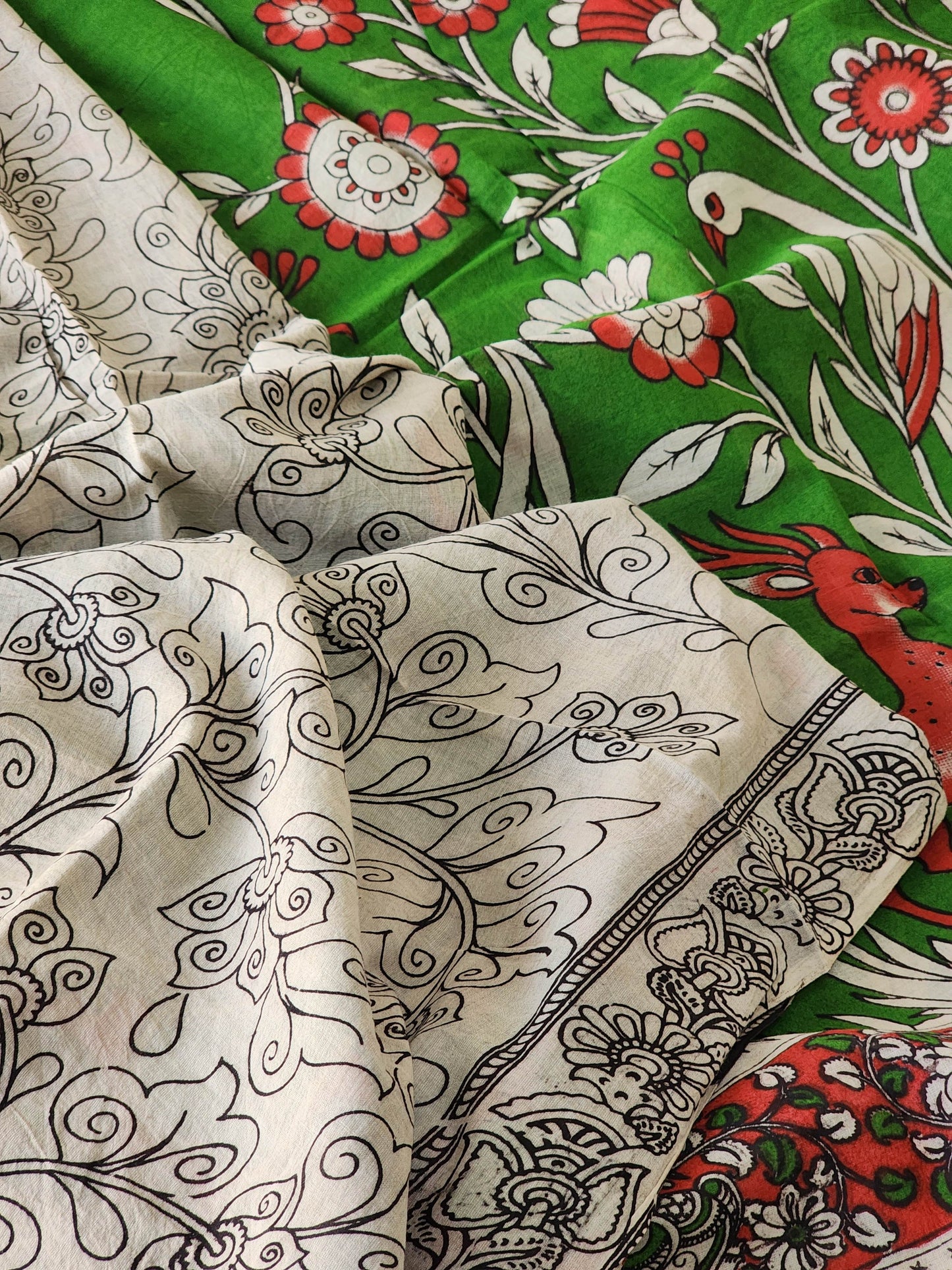 Green Kalamkari Cotton Saree