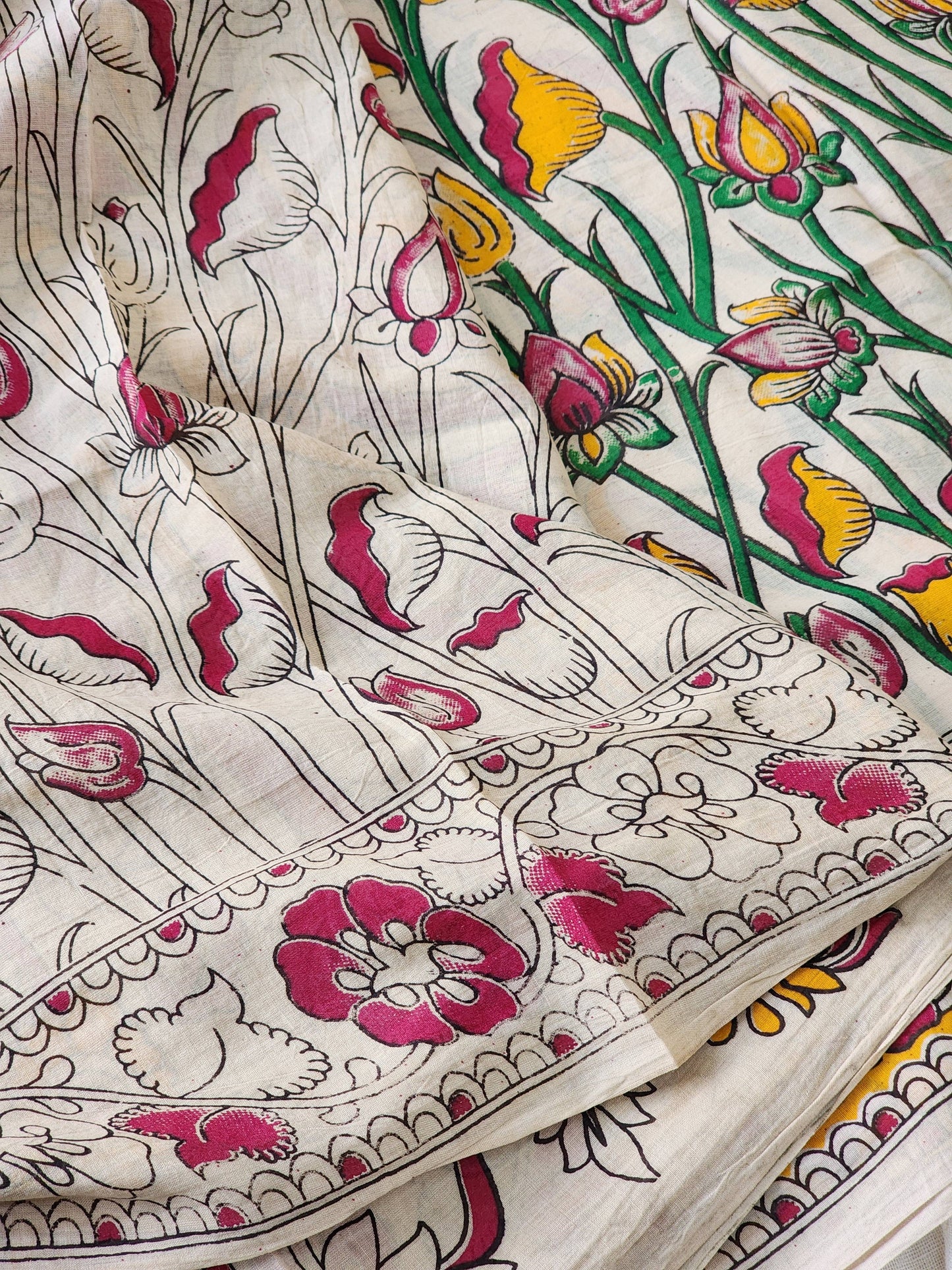 Multicolored Kalamkari Cotton Saree