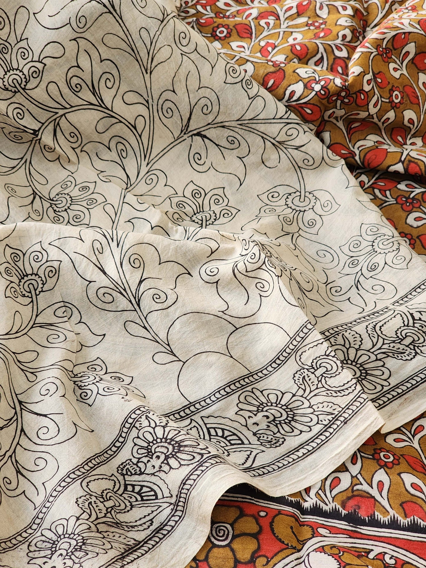 Brown Kalamkari Cotton Saree
