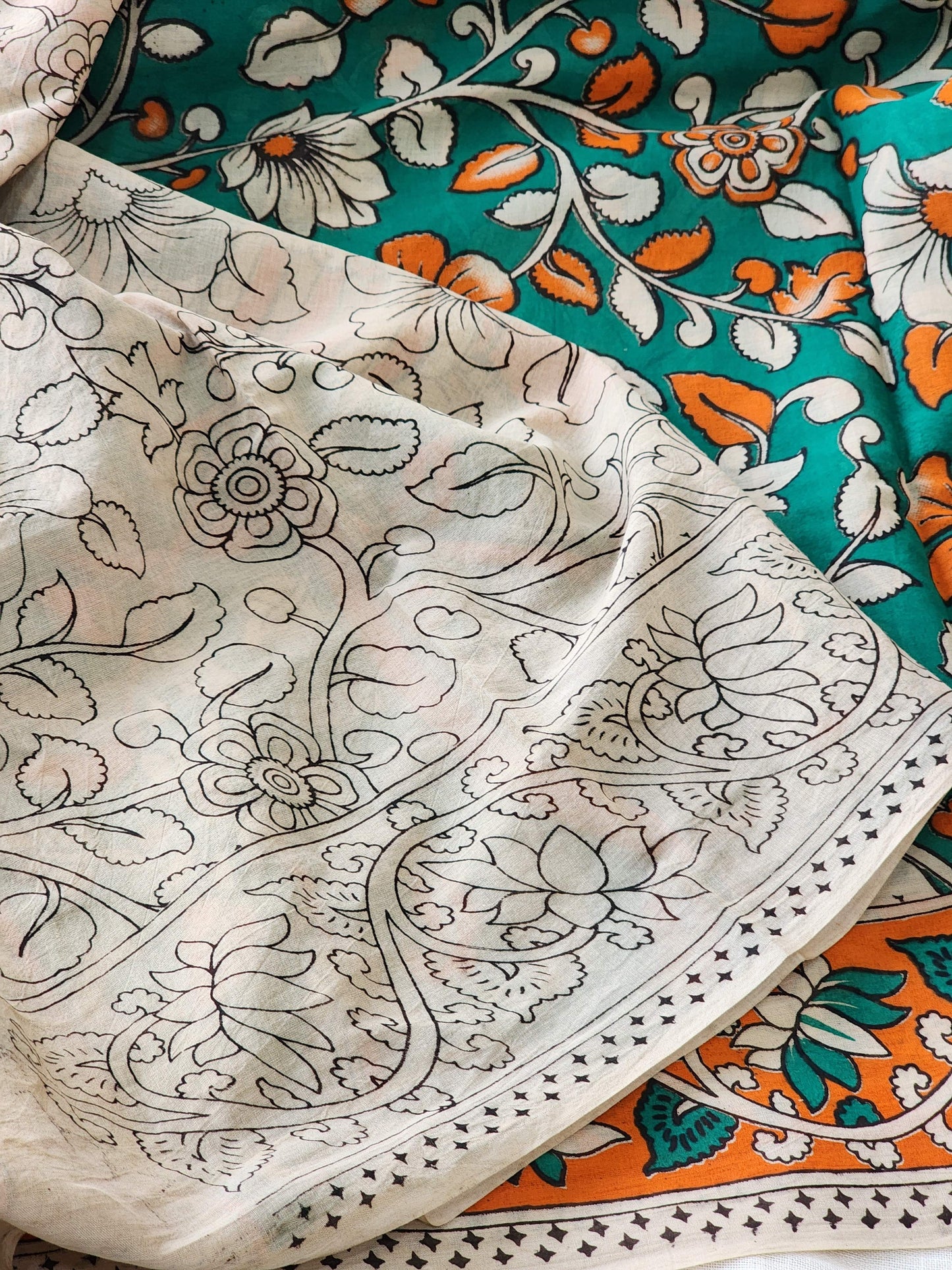 Green Kalamkari Cotton Saree