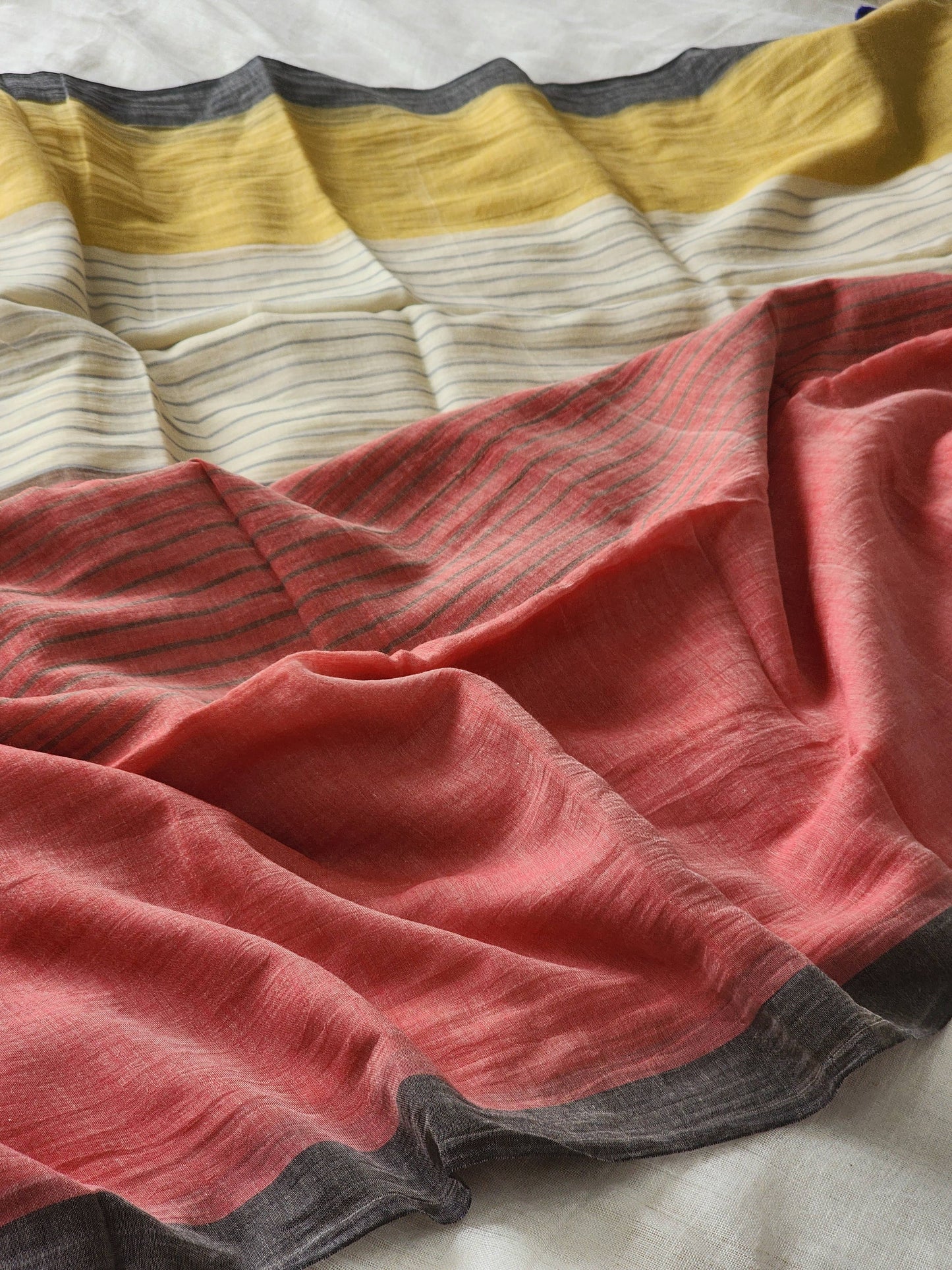Multicored mulmul cotton saree
