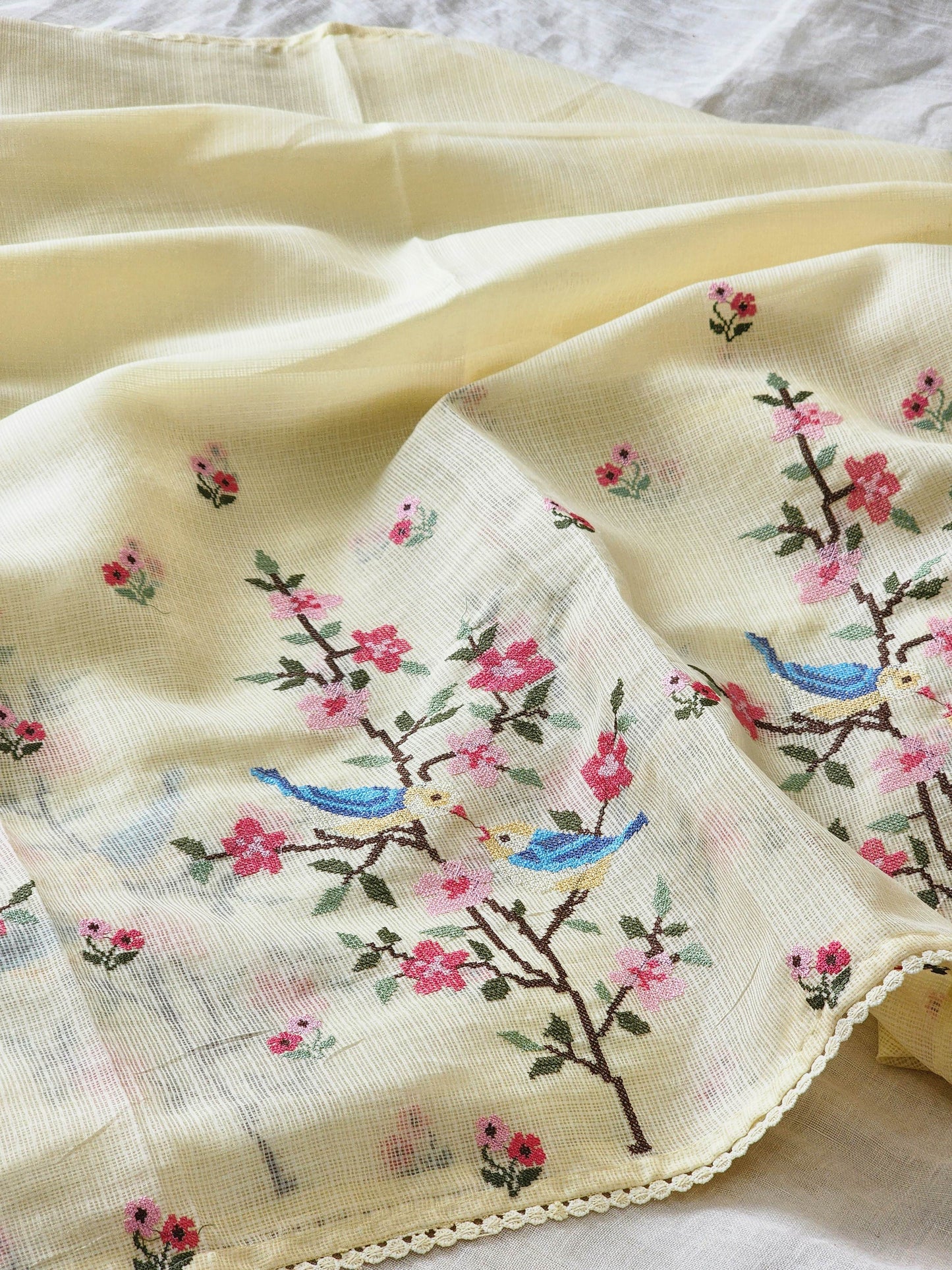Yellow Kota Silk Saree