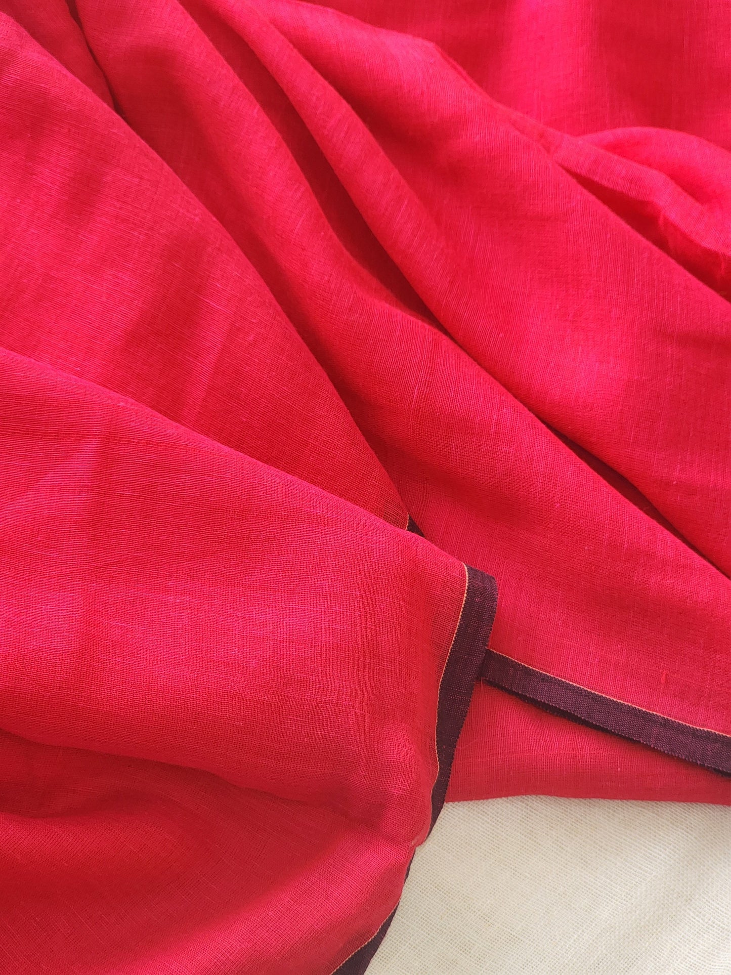 Pink mulmul cotton saree