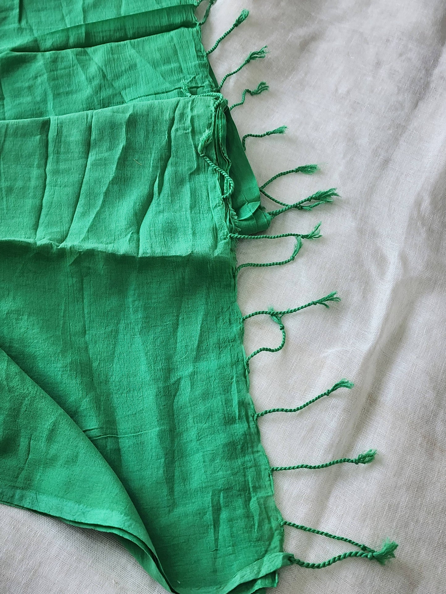 Green mulmul cotton saree