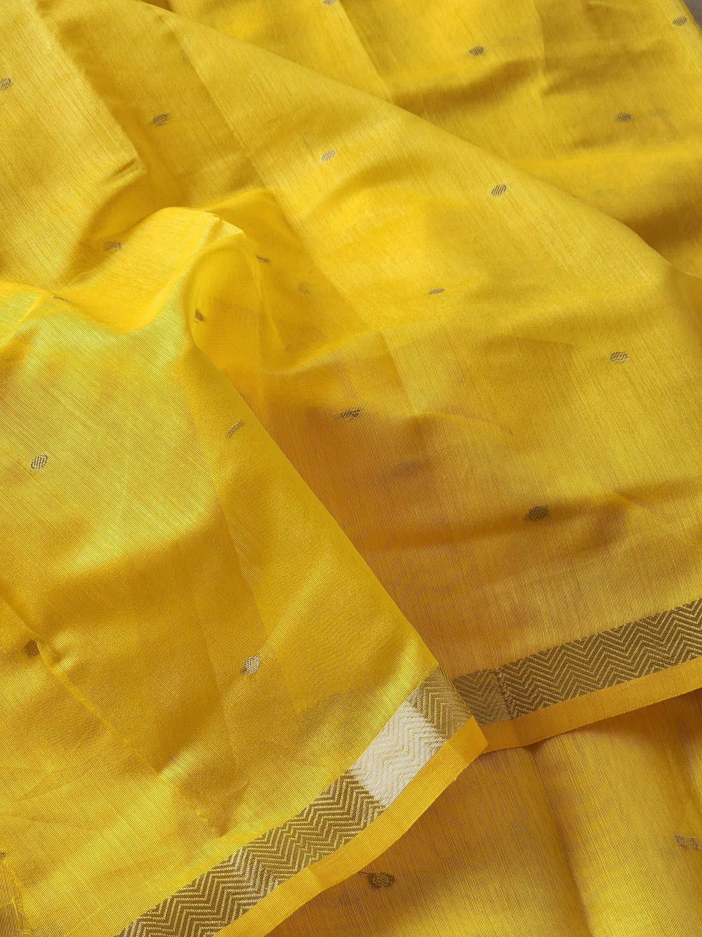 Yellow Mul Chanderi Saree