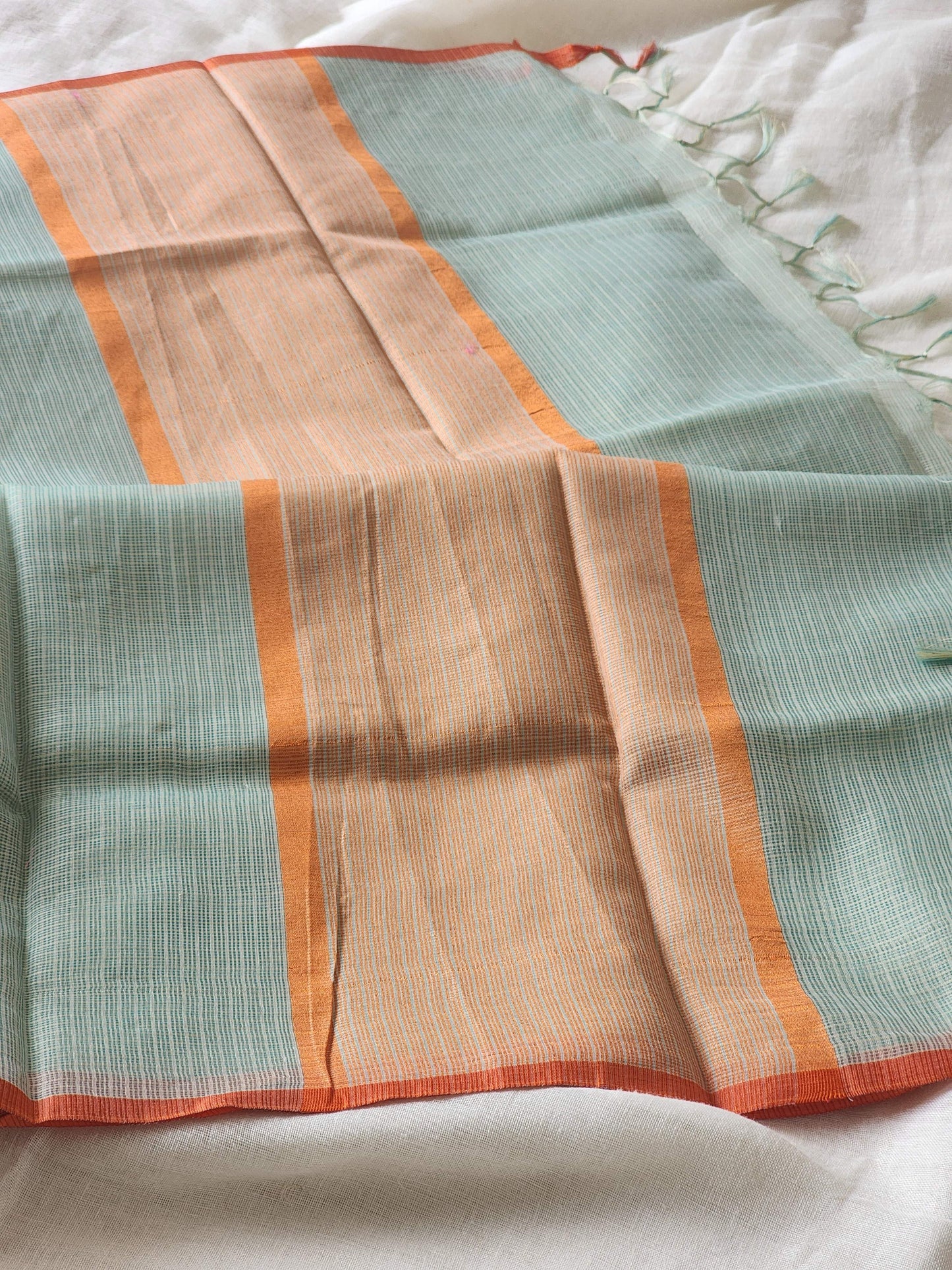 Mint green kota cotton saree