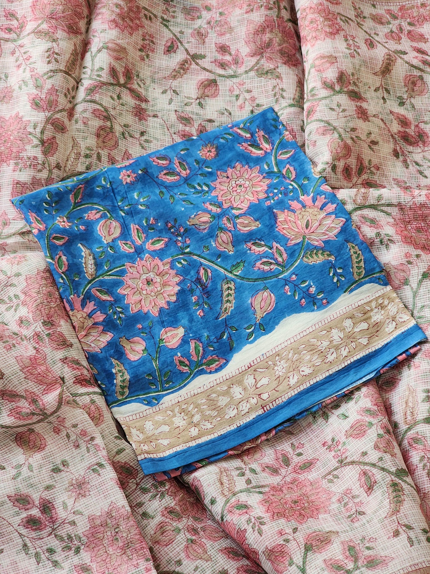 White handblock kota saree