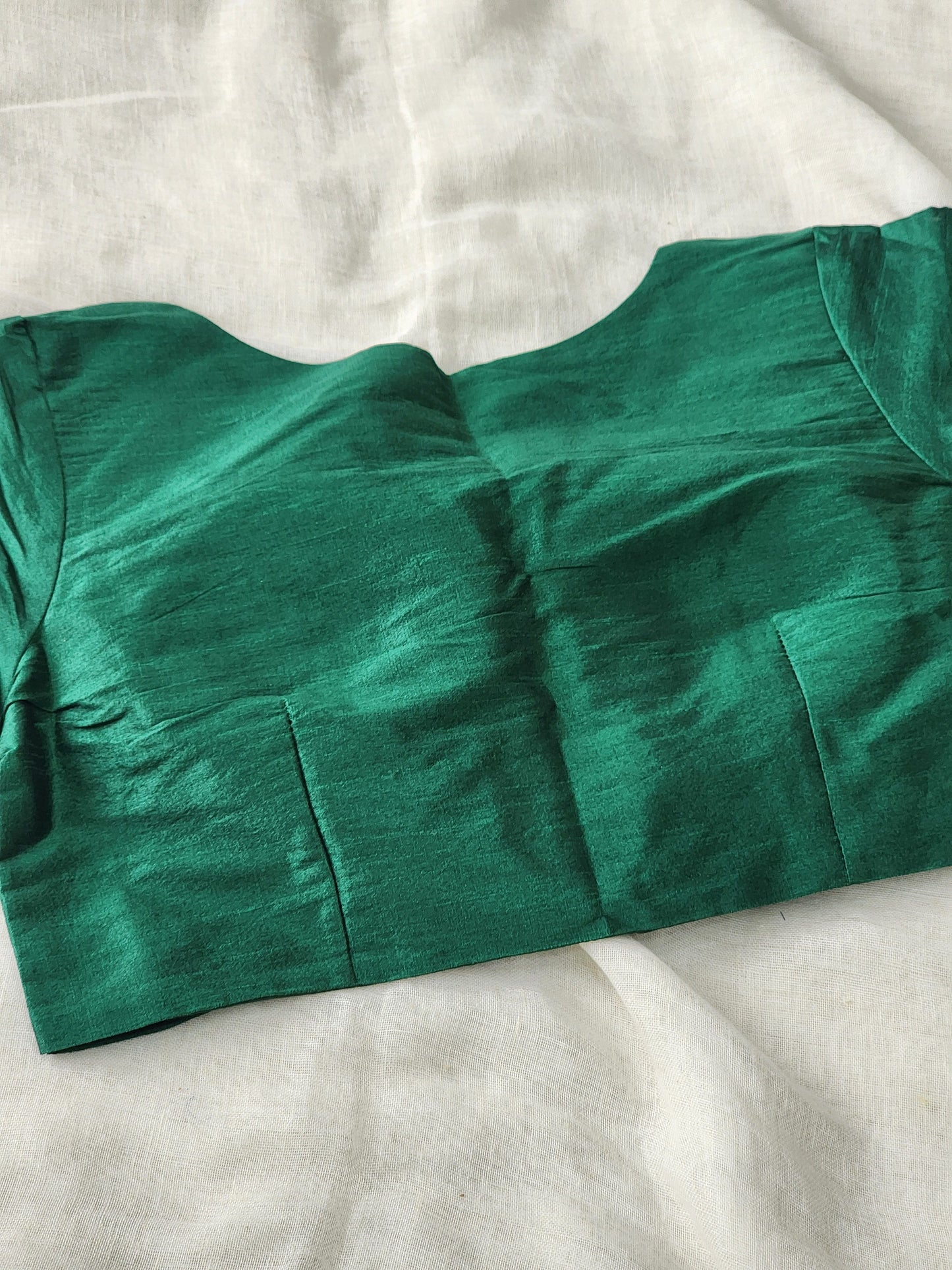 Dark Green raw silk blouse