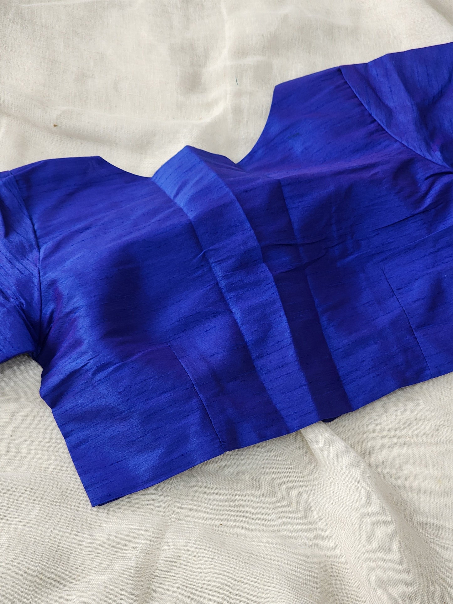 Blue raw silk blouse