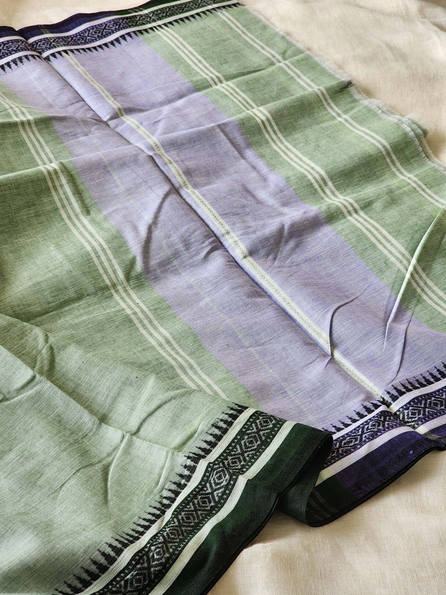 Light Green Dhonekhali Cotton Saree