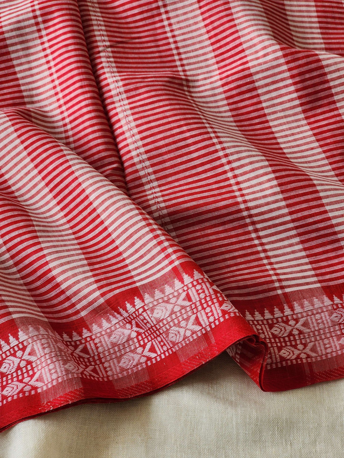 Red Dhonekhali Cotton Saree