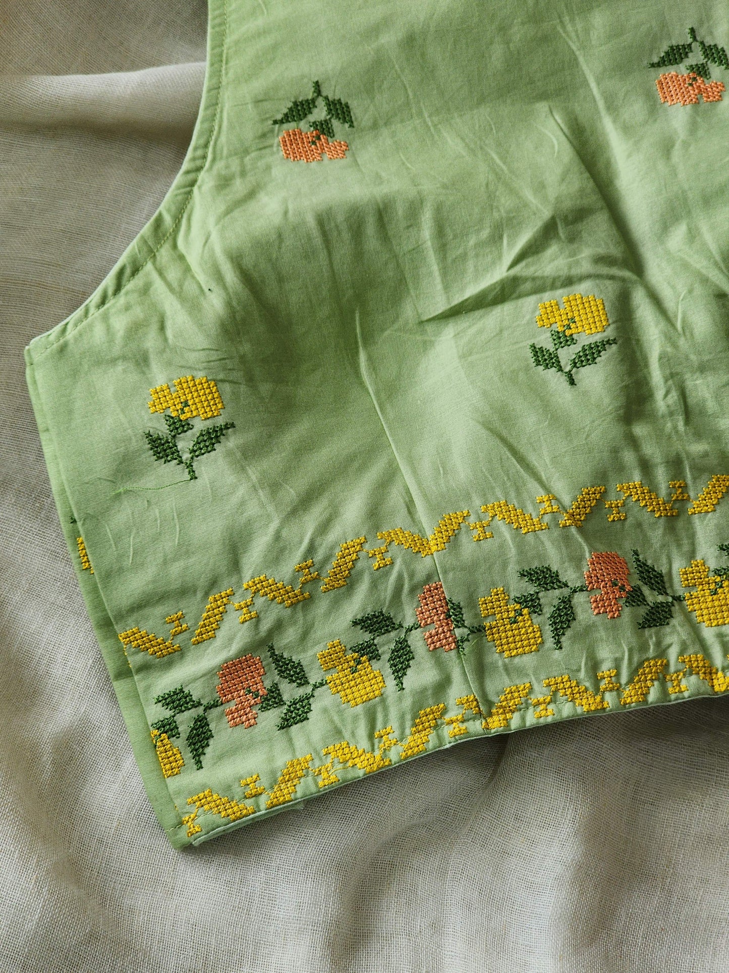 Pista Green Cotton Blouse