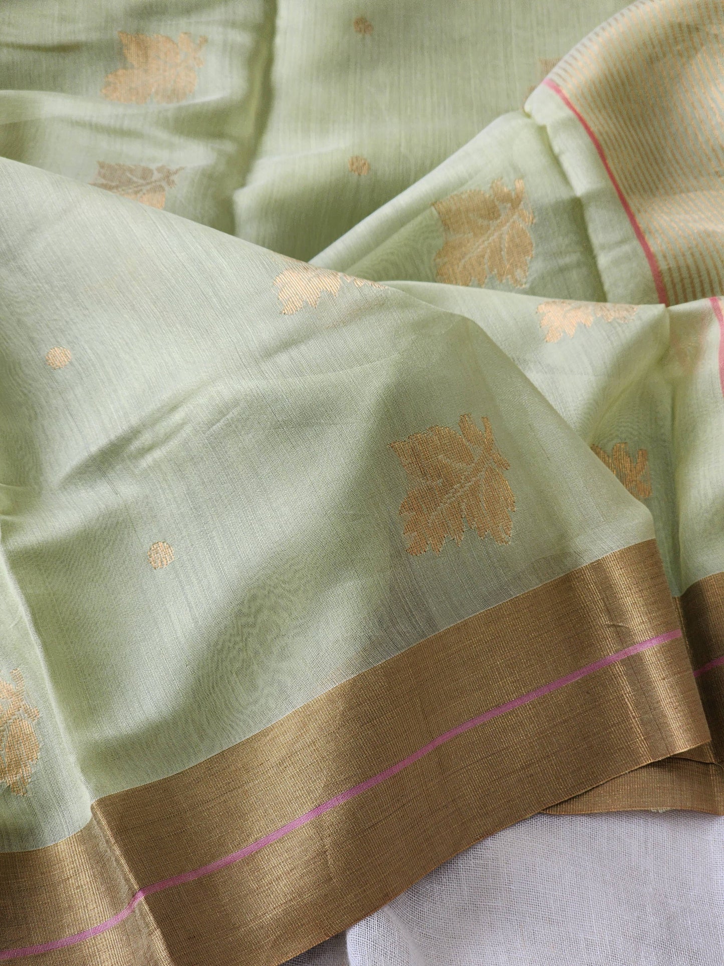 Pista Green Silk Cotton Saree