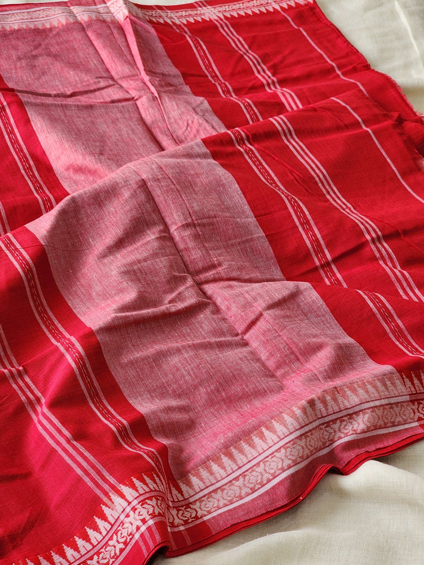 Red Dhonekhali Cotton Saree