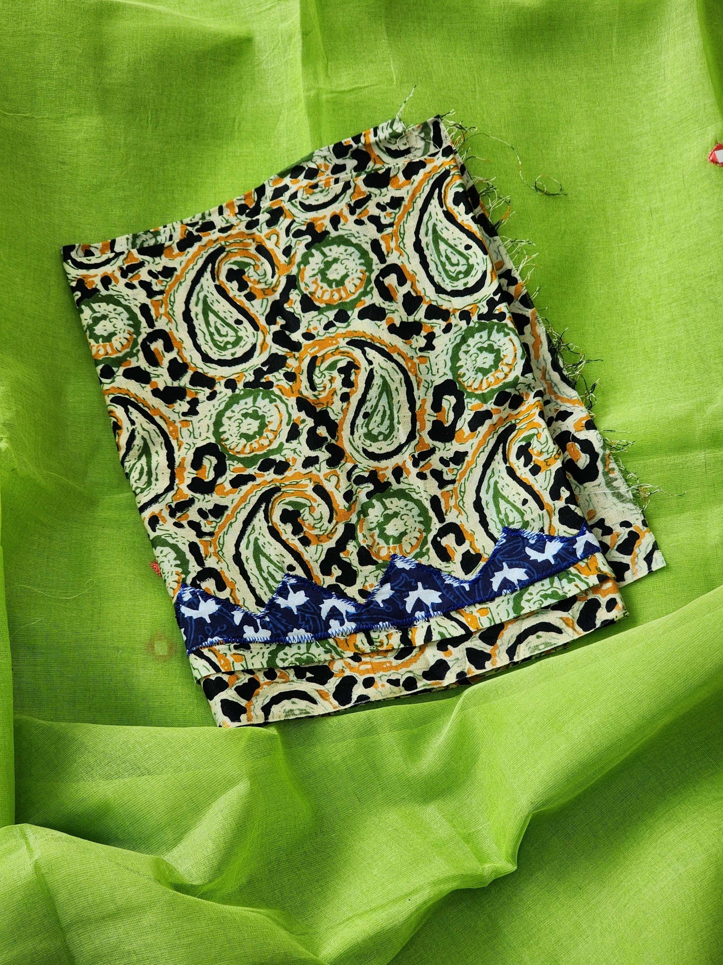 Green Cotton Applique Saree