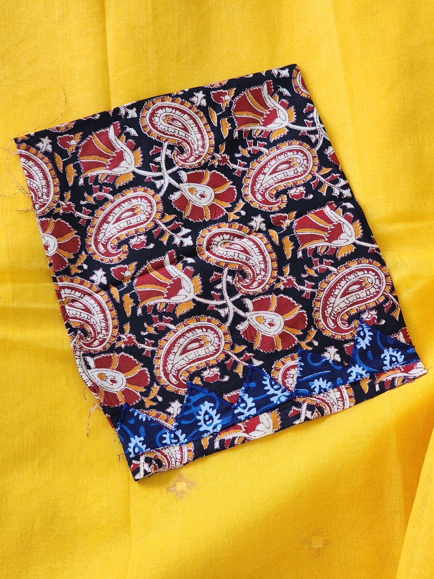 Yellow Cotton Applique Saree