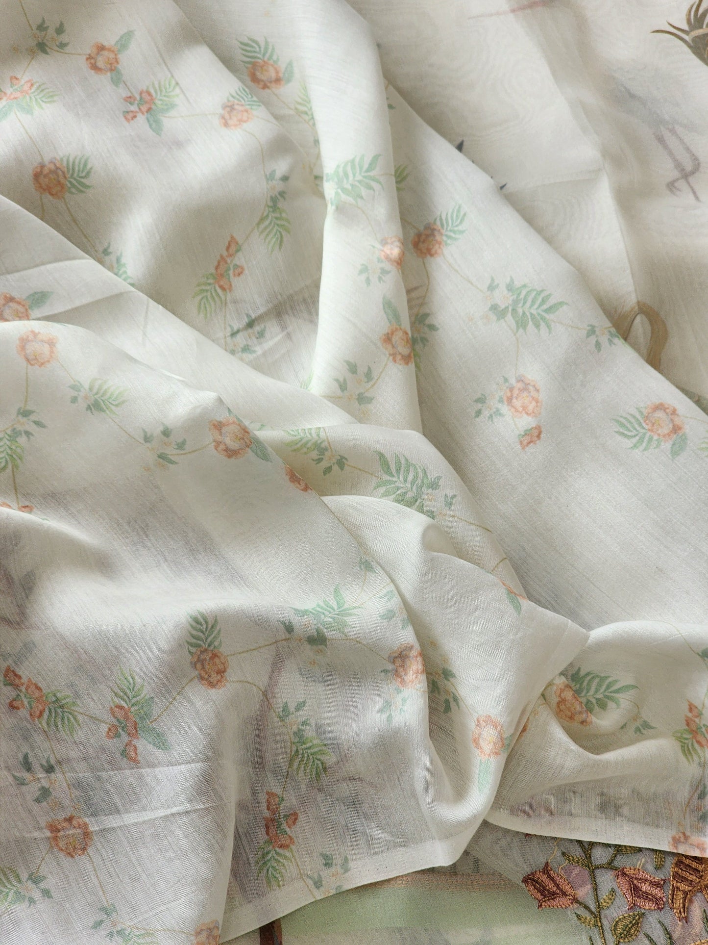 White organza silk saree