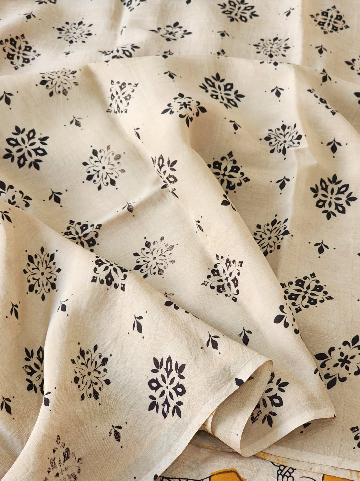 Yellow Kalamkari Silk Saree