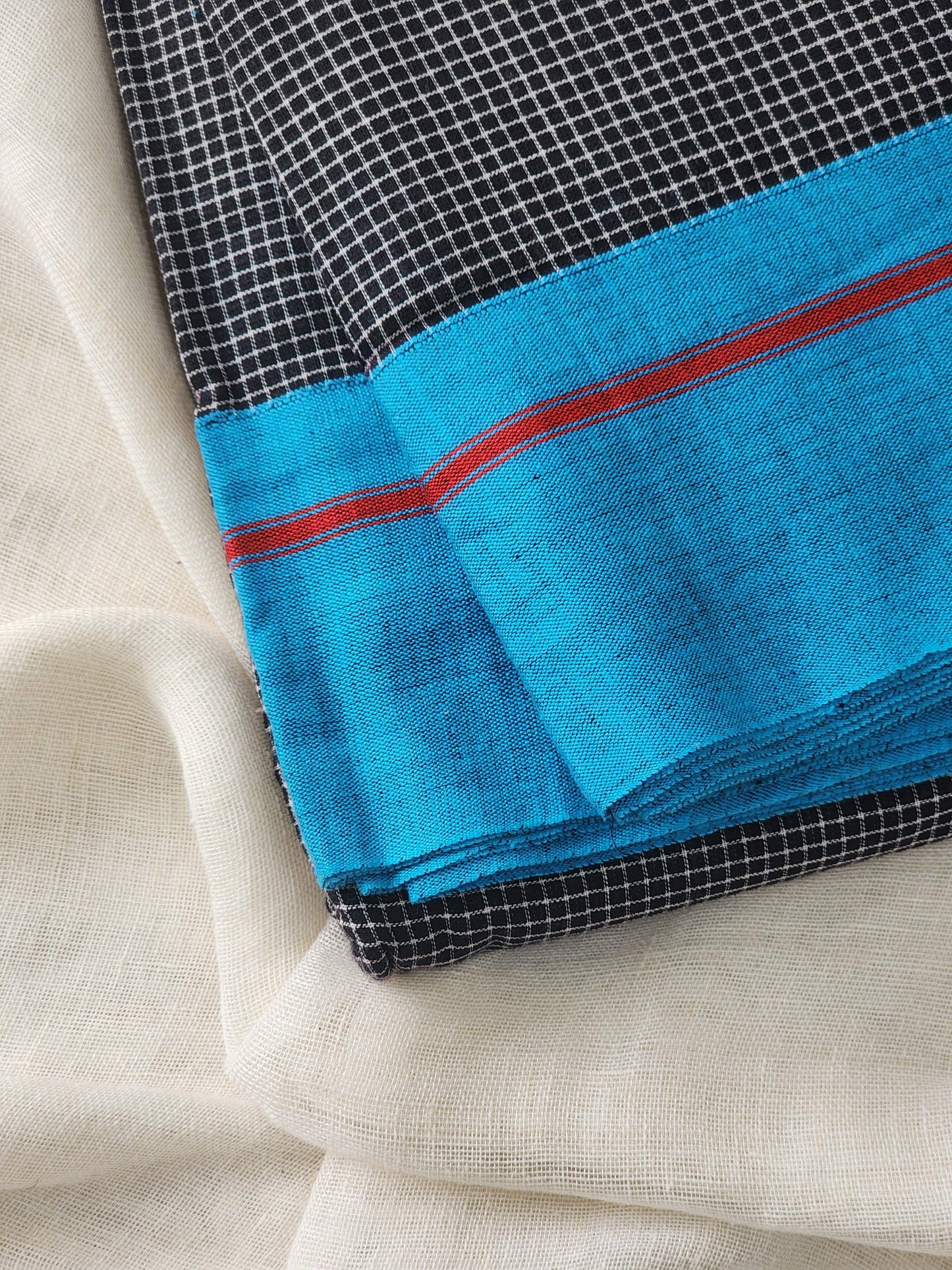 Black patteda anchu cotton saree