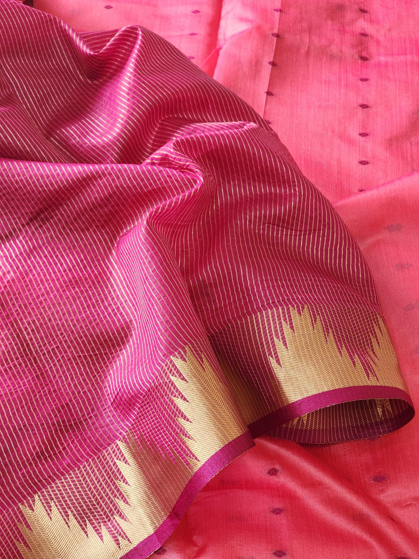 Pink Mul Chanderi Saree