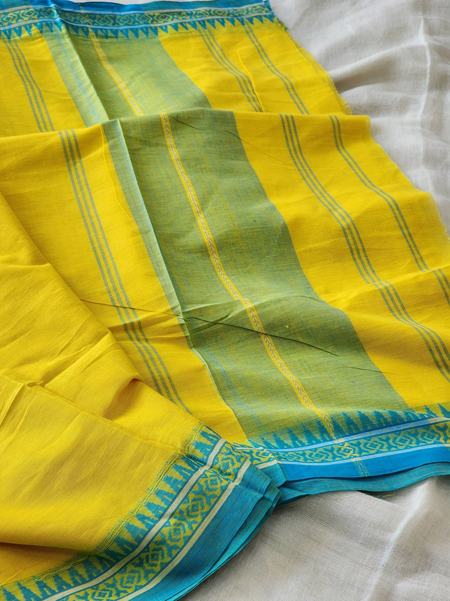 Yellow Dhonekhali Cotton Saree