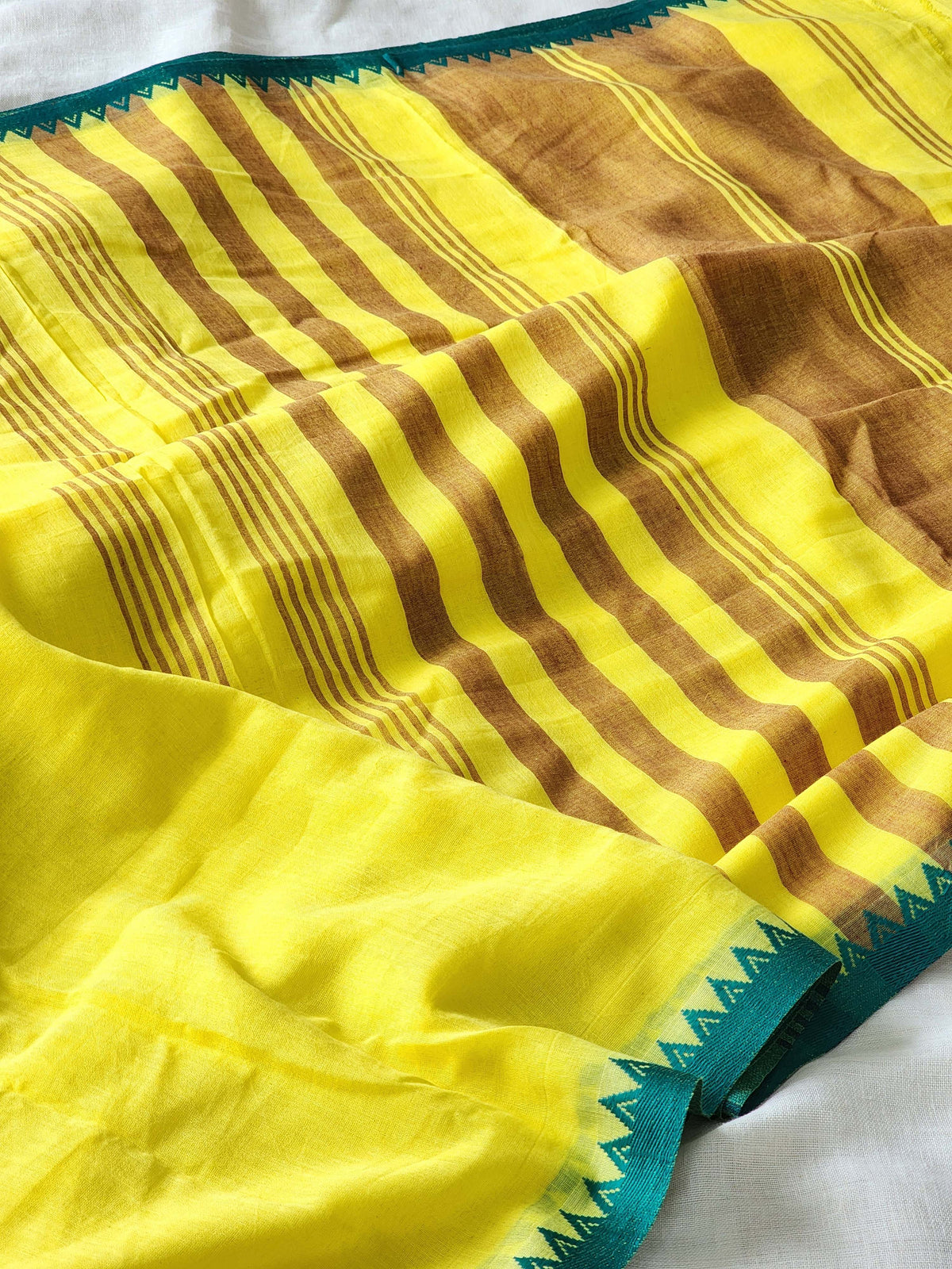 Yellow Dhonekhali Cotton Saree