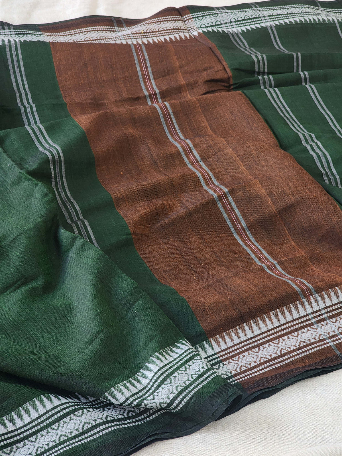 Dark Green Dhonekhali Cotton Saree