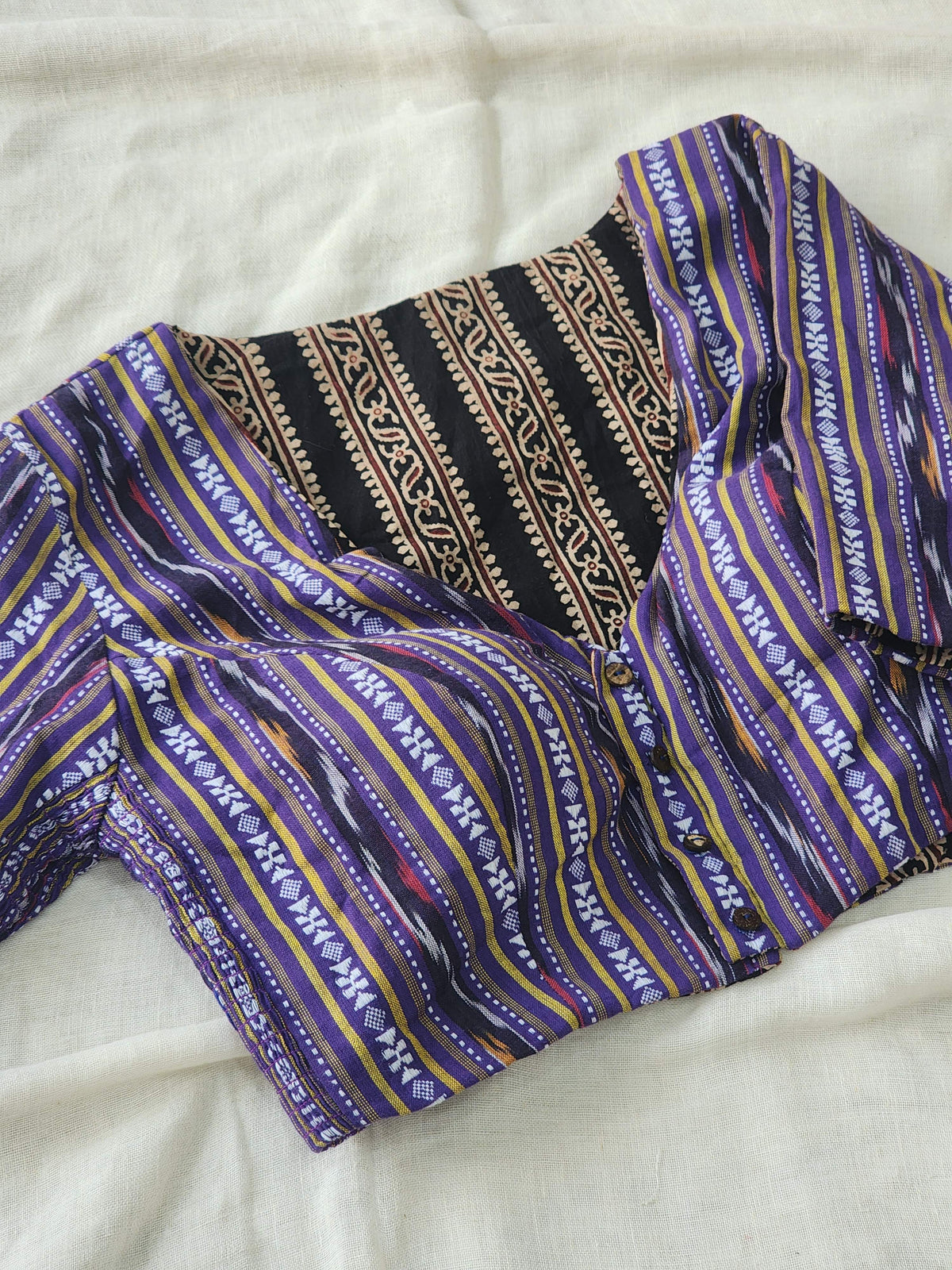 Black&Purple Reversible Cotton Blouse