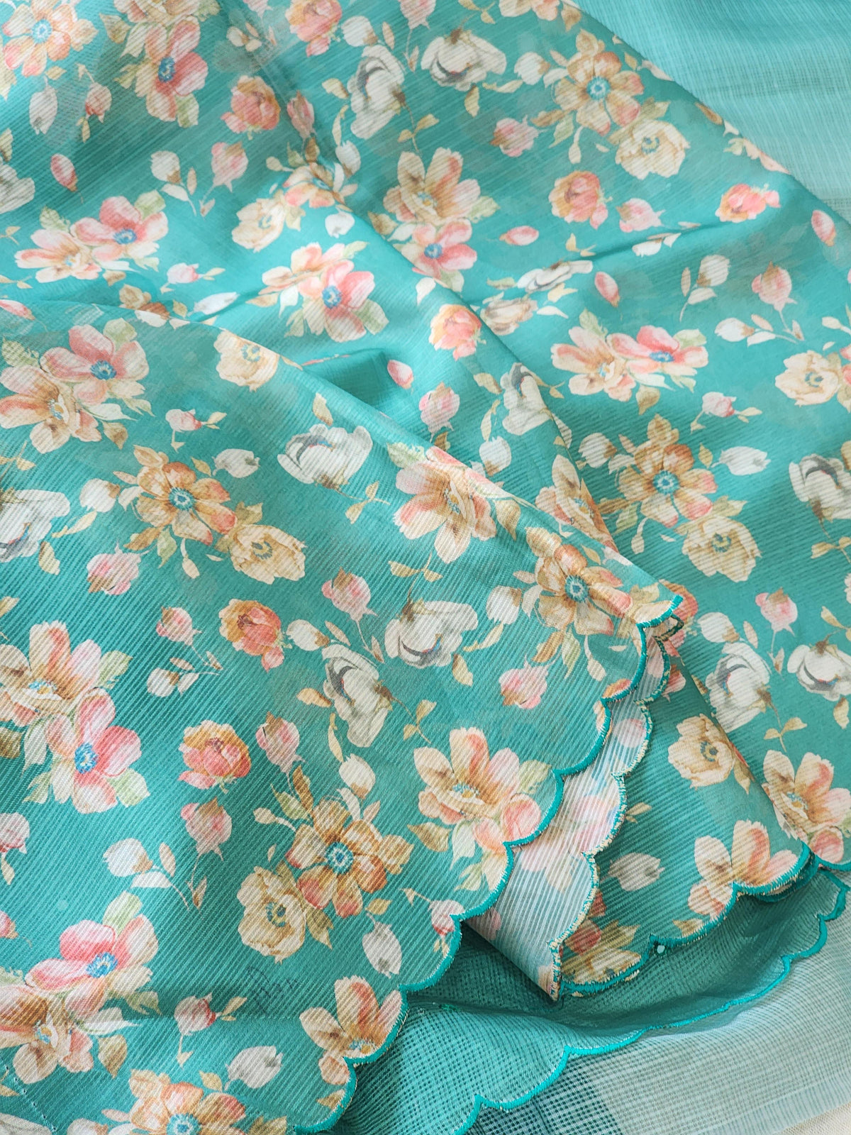 Sea Green Kota Silk Saree